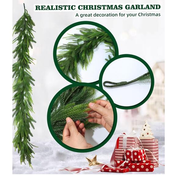 9 FT (270 CM)  Norfolk Pine Artificial Christmas Faux Greenery Garland wreath - Picture 2 of 6